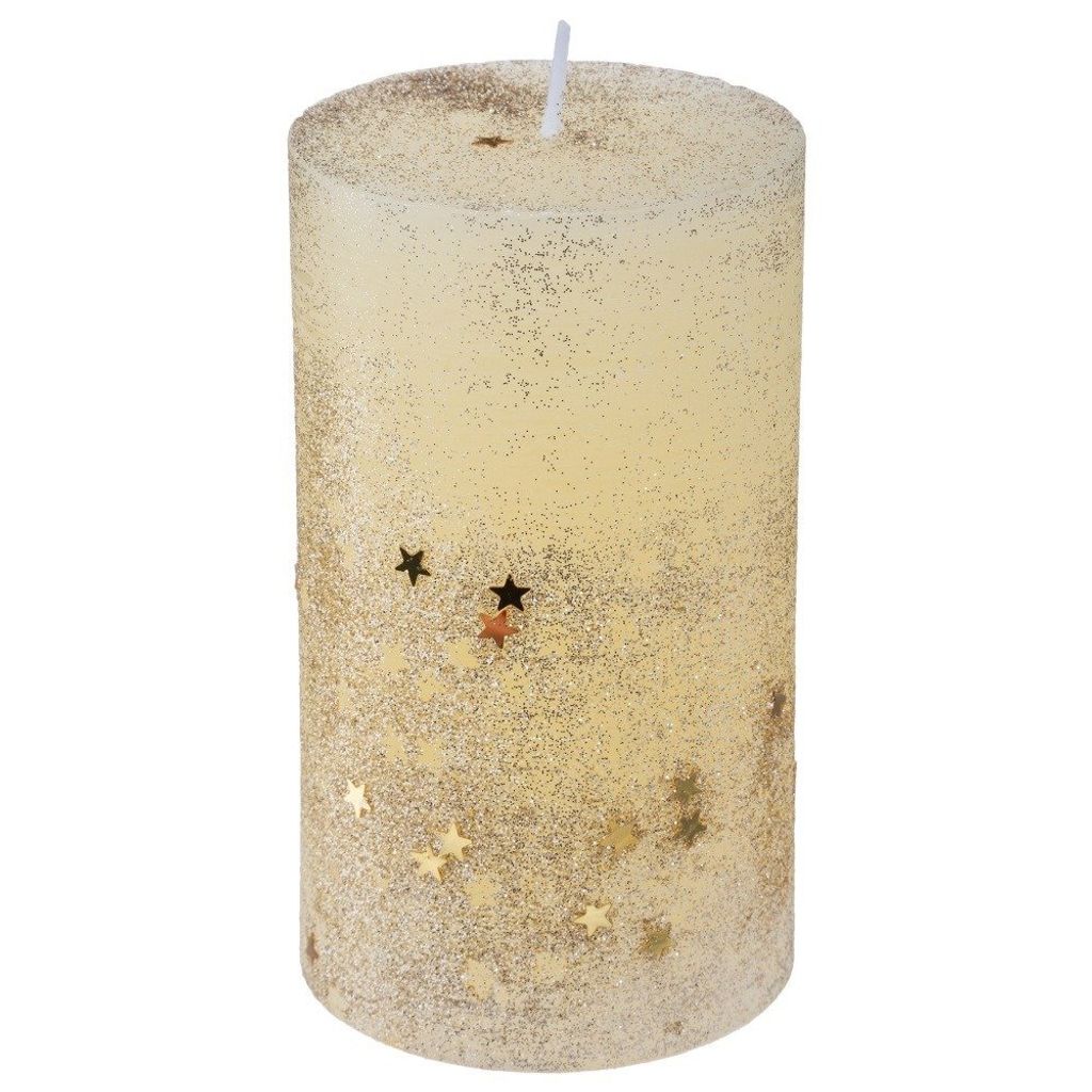 Zylinderkerze glitter 7x12cm gold - Feeric Lights & Christmas