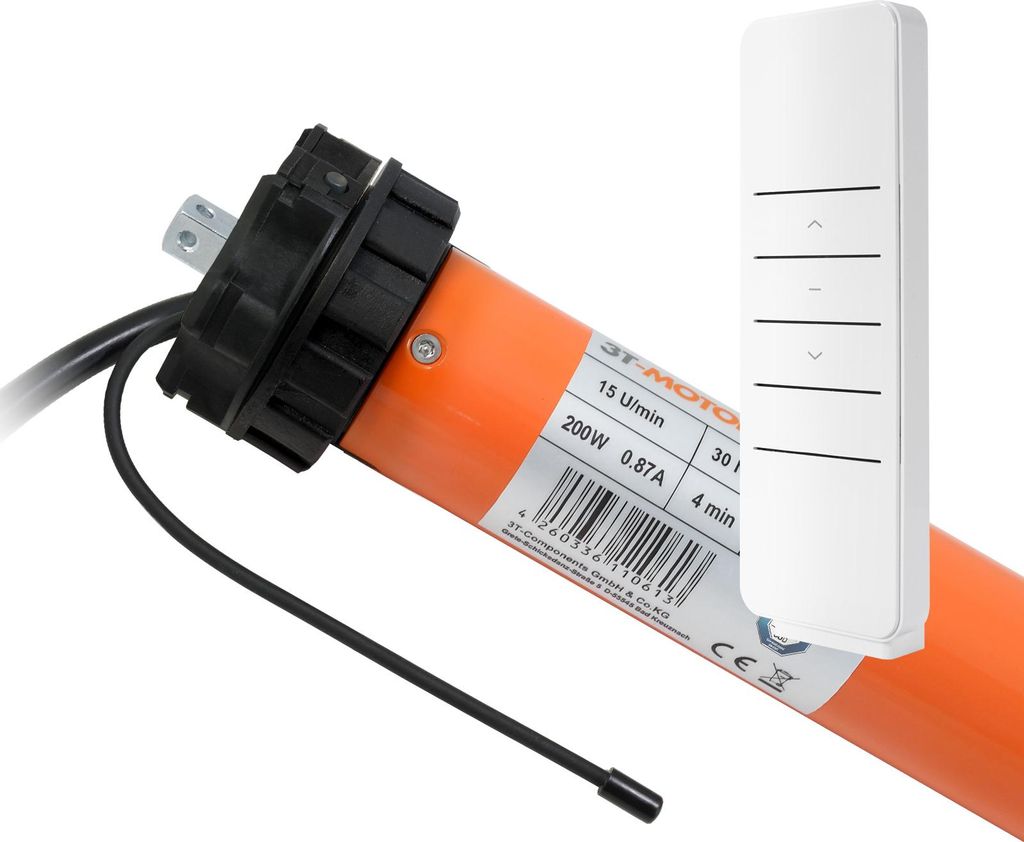 3T Funk-Markisenmotor mit elektronischen Endschaltern 30Nm inkl. Adaptersatz + Handsender HSZ1 Typ: 3T45-30RBX / 85 mm rund