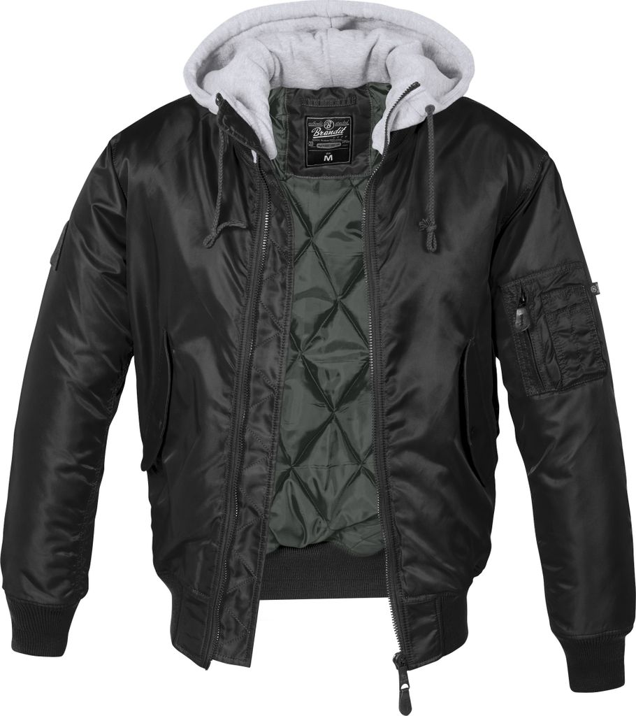 Brandit MA1 Sweat Hooded Jacke Farbe: Schwarz/Grau, Grösse: XL