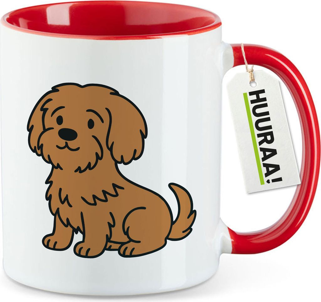 Huuraa Kaffeetasse Havaneser Havi Comic 330ml Rot Keramik Kaffeebecher Geschenkidee