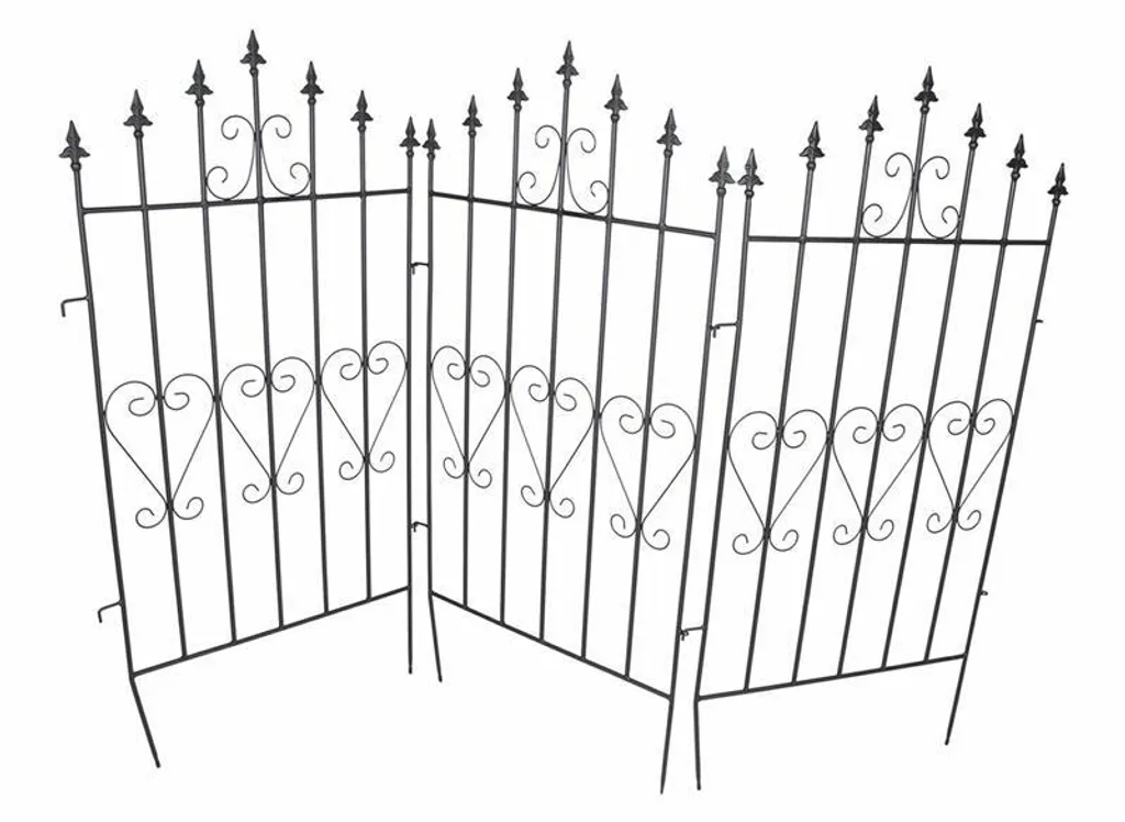 Clôture de Jardin de Devant 111 cm en Métal Noir pour Décoration Extérieure