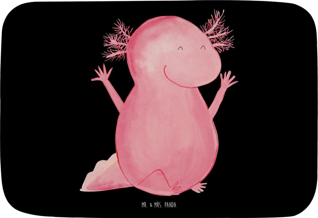 Mr. & Mrs. Panda Badematte Axolotl Hurra - Schwarz - Geschenk, duschmatte, Badezimmer Matte, Badläufer, Badteppich, Duschvorleger, Fröhlich, Spa...