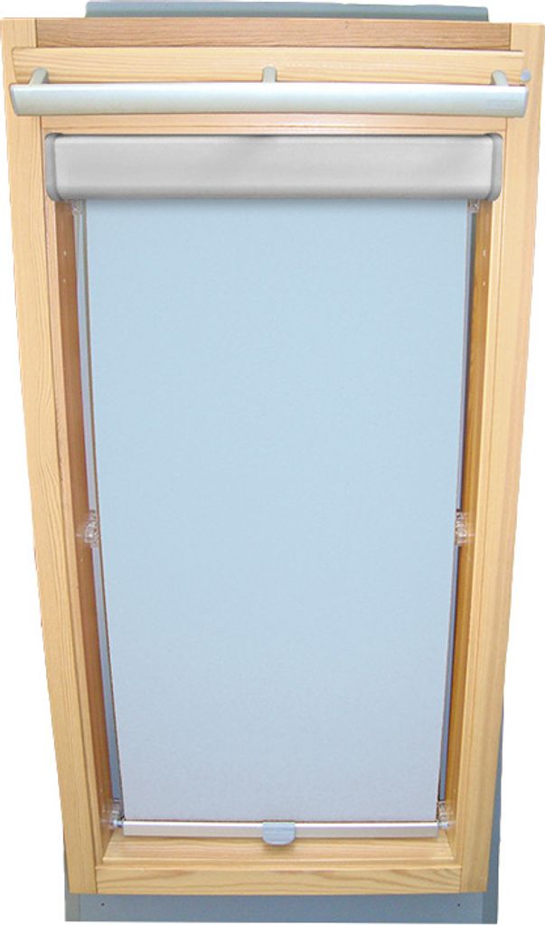 Rollo für VELUX Dachfenster Abdunkelung Komfort Premium mit Blende und Haltekrallen VL/VG/VX - 109 Typ II - Baujahr bis März 1983 - hellblau