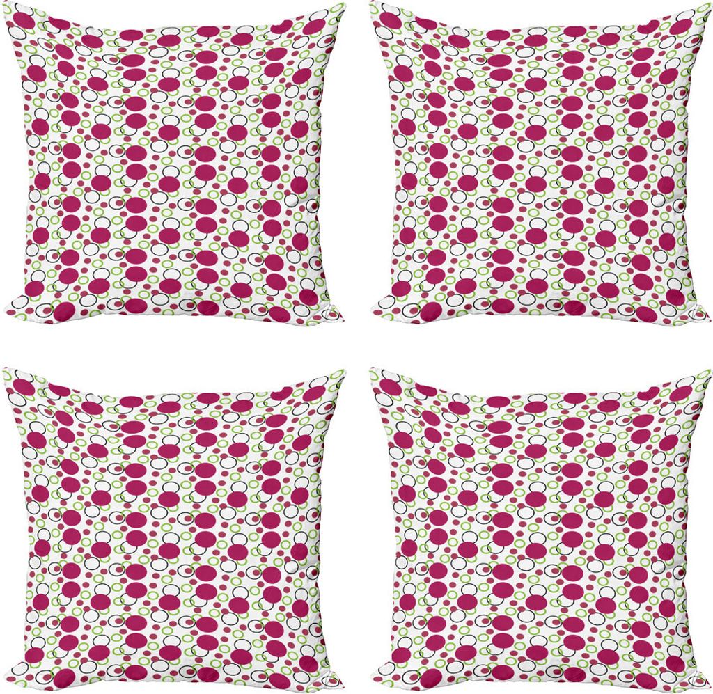 ABAKUHAUS Rosa und Grün Kissenbezug Set (4 Stück), Kreise Spots, Moderner Doppelseitiger Digitaldruck, 45 cm x 45 cm, Dark Pink Grün Schwarz