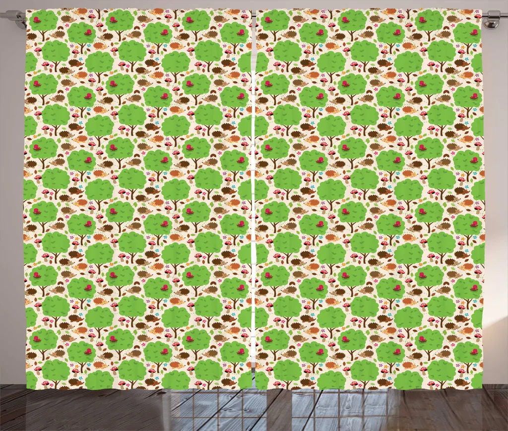 Rideau Rustique Forest Friends 280x225 cm avec Boucles et Crochets