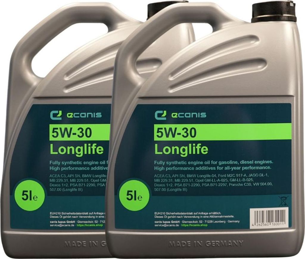 Motoröl Multipack 2x5 Liter 5W-30 C3 SN ECANIS Longlife Hydrocrack HC-Öl für PKW