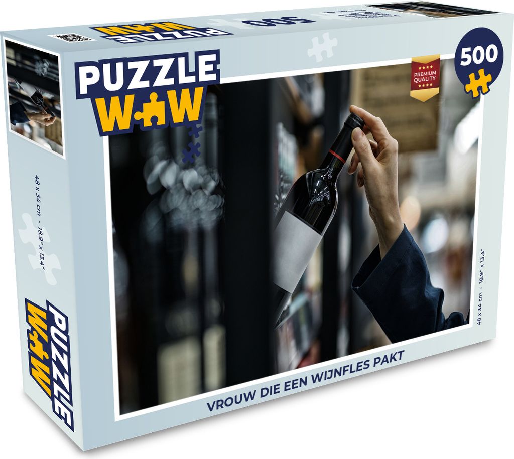 MuchoWow Puzzle 500 Teile Frau greift nach einer Weinflasche - 500 Teile - Kinder - Selberbauen - Puzzlespiele
