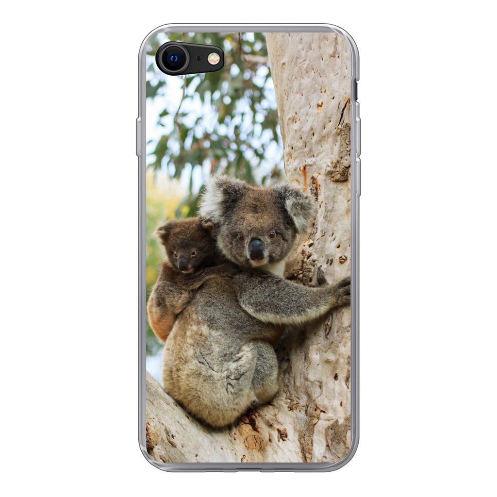 MuchoWow Handyhülle Schutzhülle Hülle für iPhone 7 Koalas - Kind - Baum - Jungen - Mädchen Silikon Softcase Handy Hülle - Kartenhalter