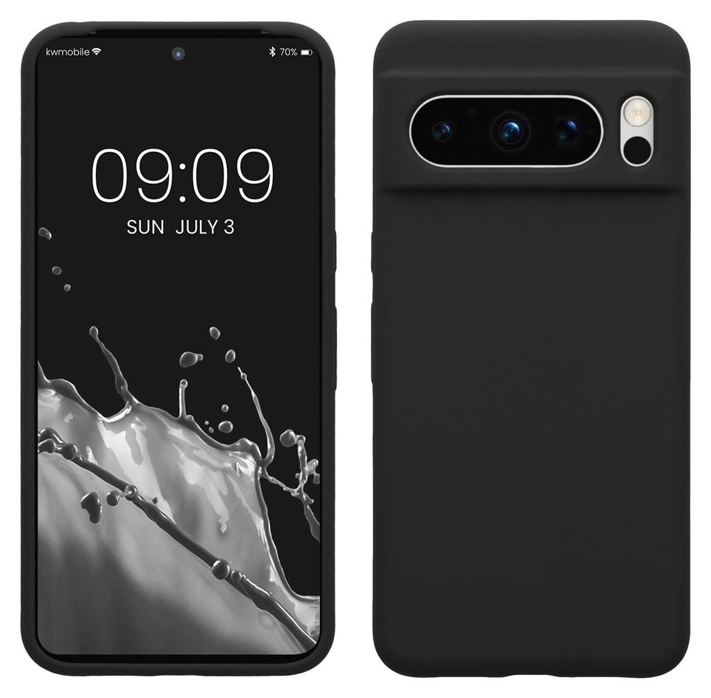 kwmobile Handyhülle für Google Pixel 8 Pro Hülle, für Pixel 8 Pro Case - Hülle Silikon - kabelloses Laden - Schwarz matt