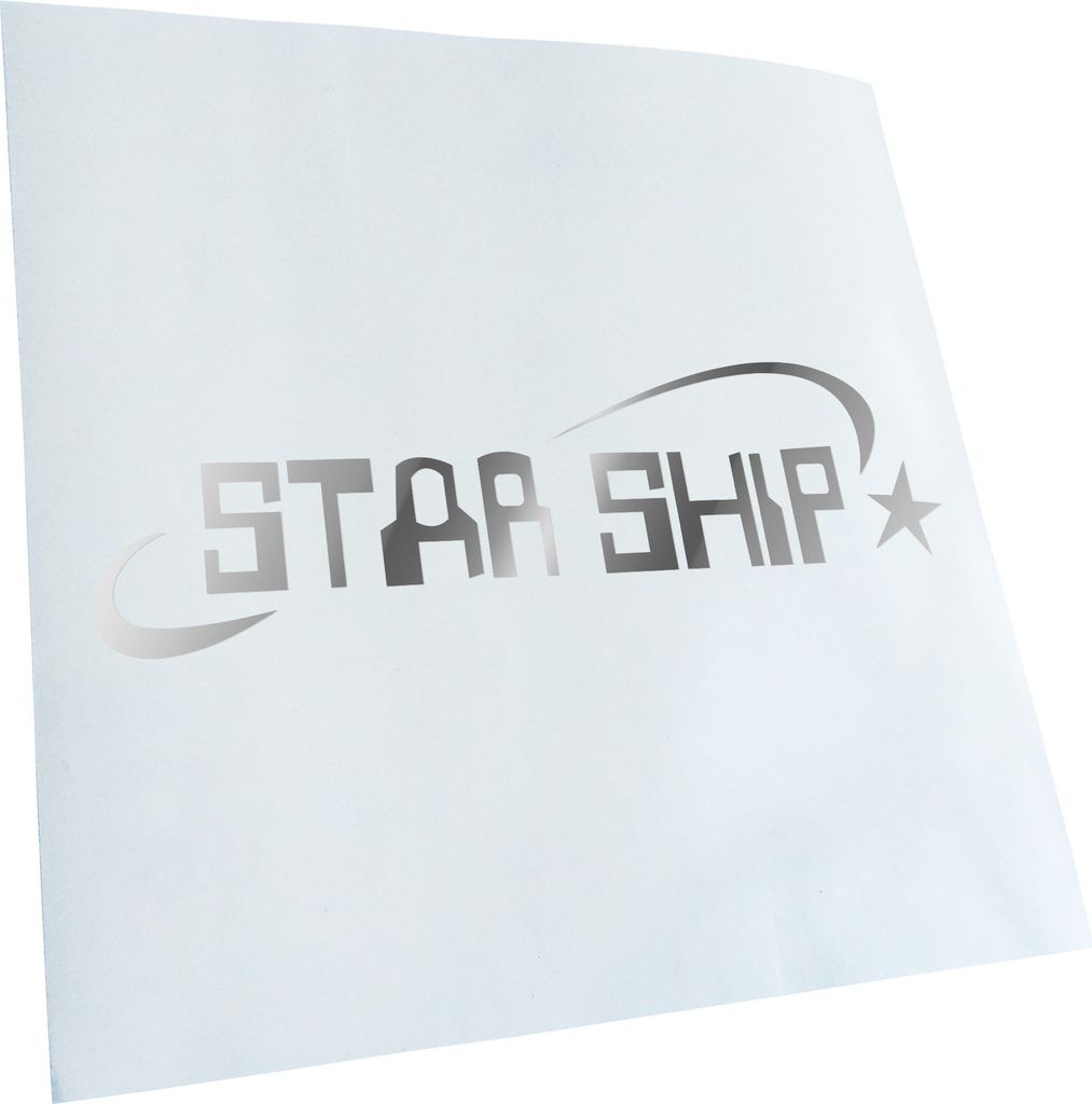 Kiwistar - Autoaufkleber - Chrom - 40 x 12 cm - Star Ship - Heckscheibenaufkleber - Aufkleber für Auto Kfz Fahrrad, LKW, Truck Mofa