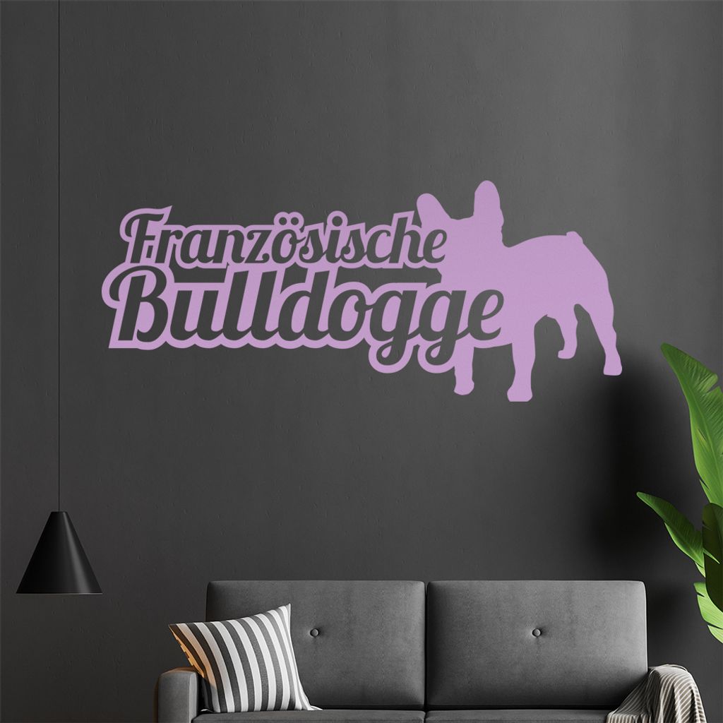 KIWISTAR Französische Buldogge mit Namen Schrift Wandtattoo in 6 Größen - Wandaufkleber Wall Sticker - Dekoration, Küche, Wohnzimmer, Schlafzim...