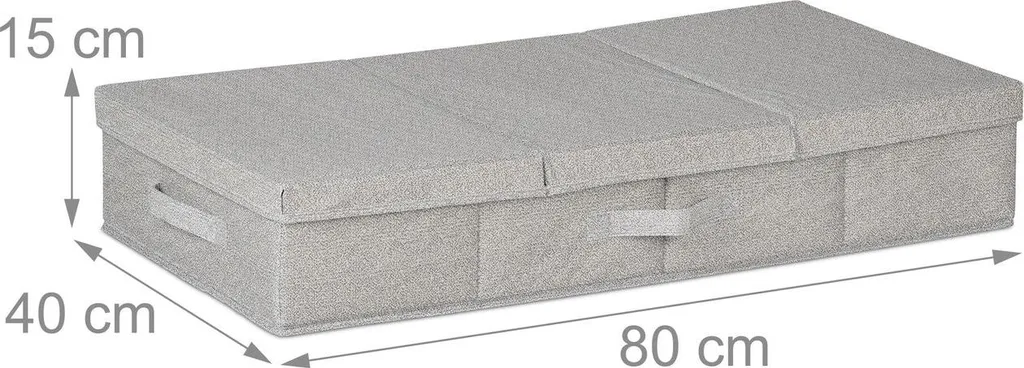Rangement sous le lit lot de 2 : Commode souple avec couvercle gris clair - 4