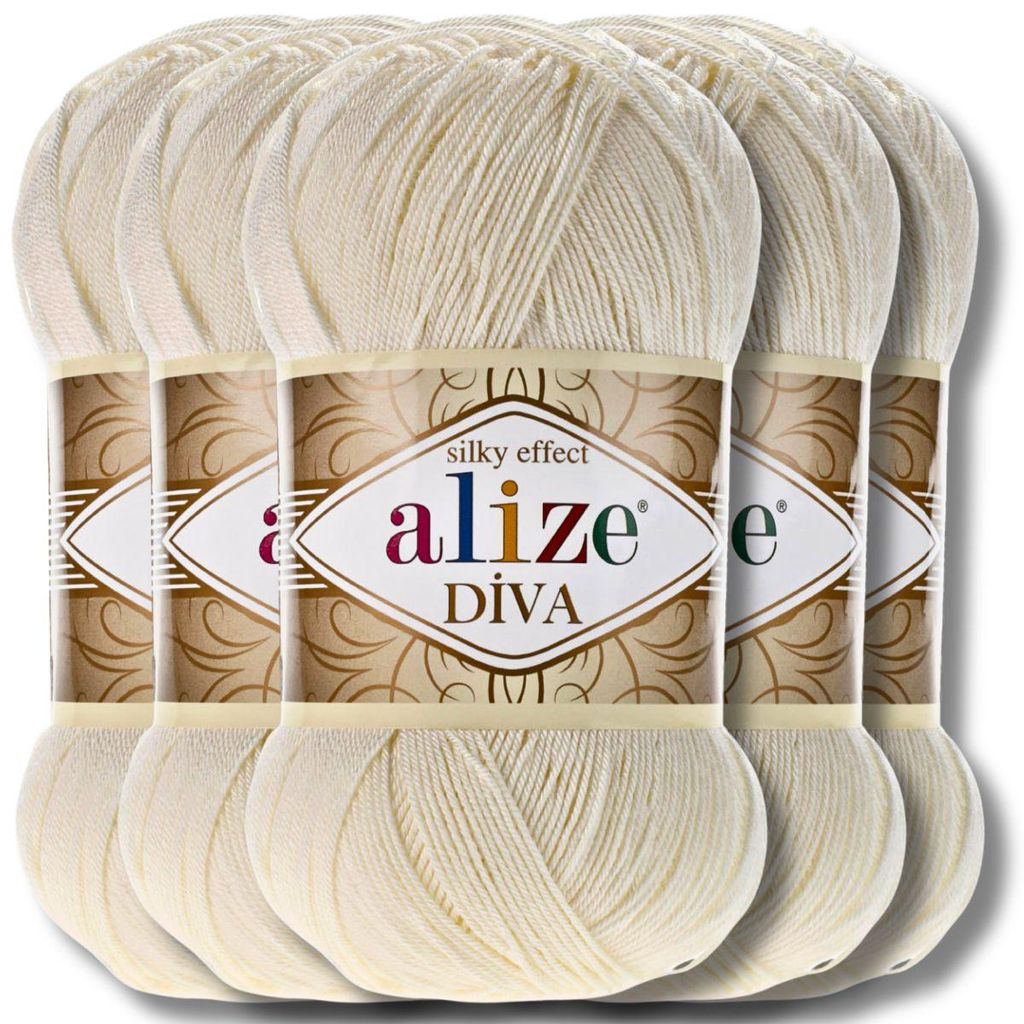 Alize 5x 100g Diva Wolle, Uni, Häkeln, Stricken (383)