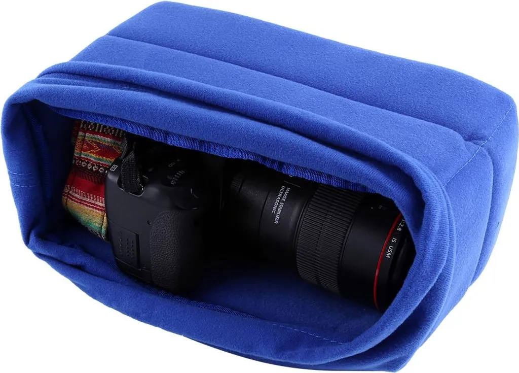 Scomparto per fotocamera DSLR per zaino, copertura imbottita per obiettivi, custodia per obiettivi (blu scuro)