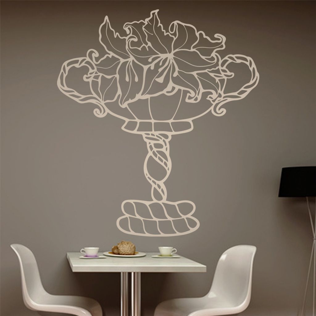 Pflanzen - Pokal - Dekoration Wandtattoo in 6 Größen - Wandaufkleber Wall Sticker - Dekoration, Küche, Wohnzimmer, Schlafzimmer, Badezimmer