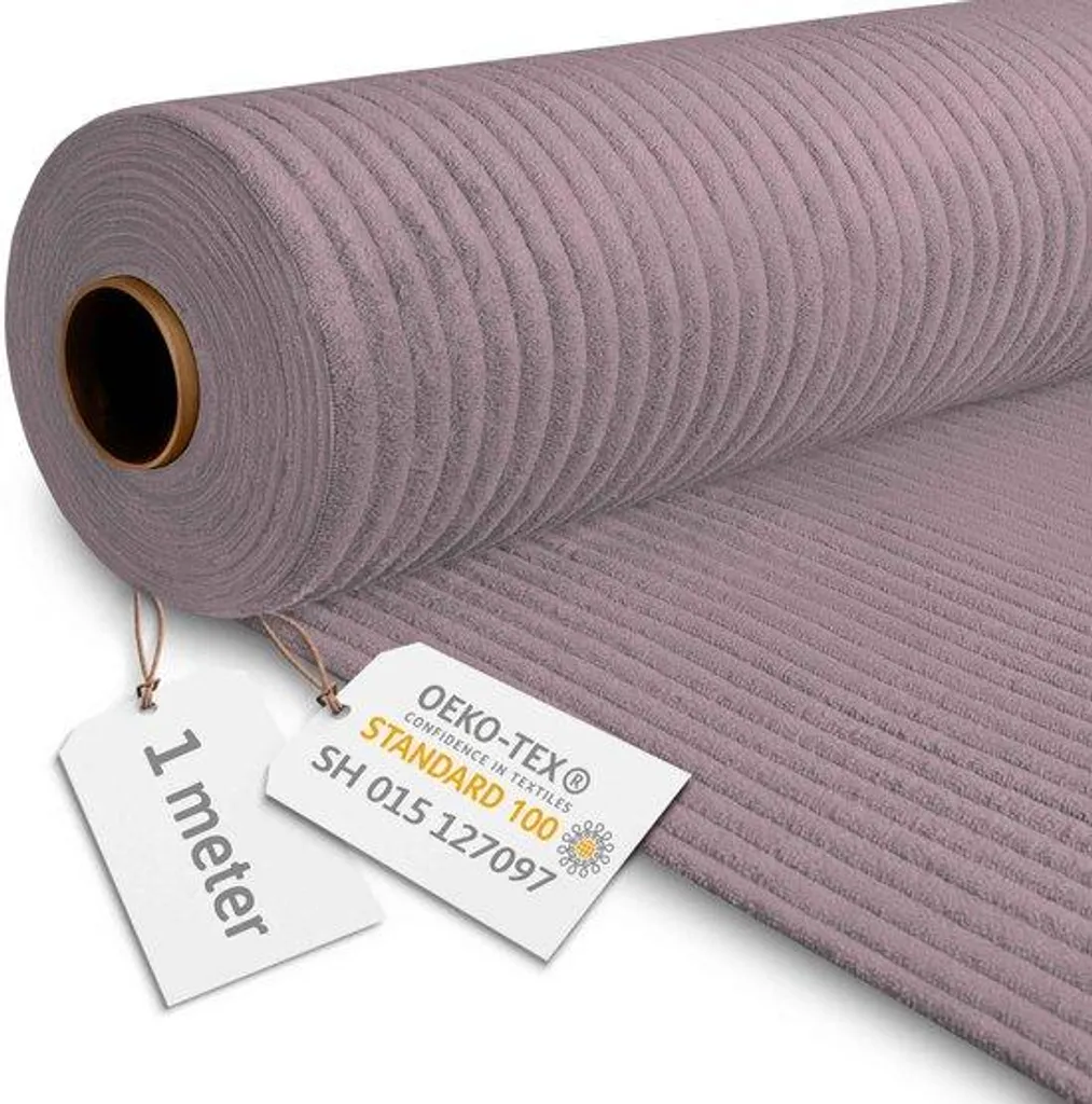 Tissu Velours Grosse Côte Rose Argenté - Textile Épais pour Couture