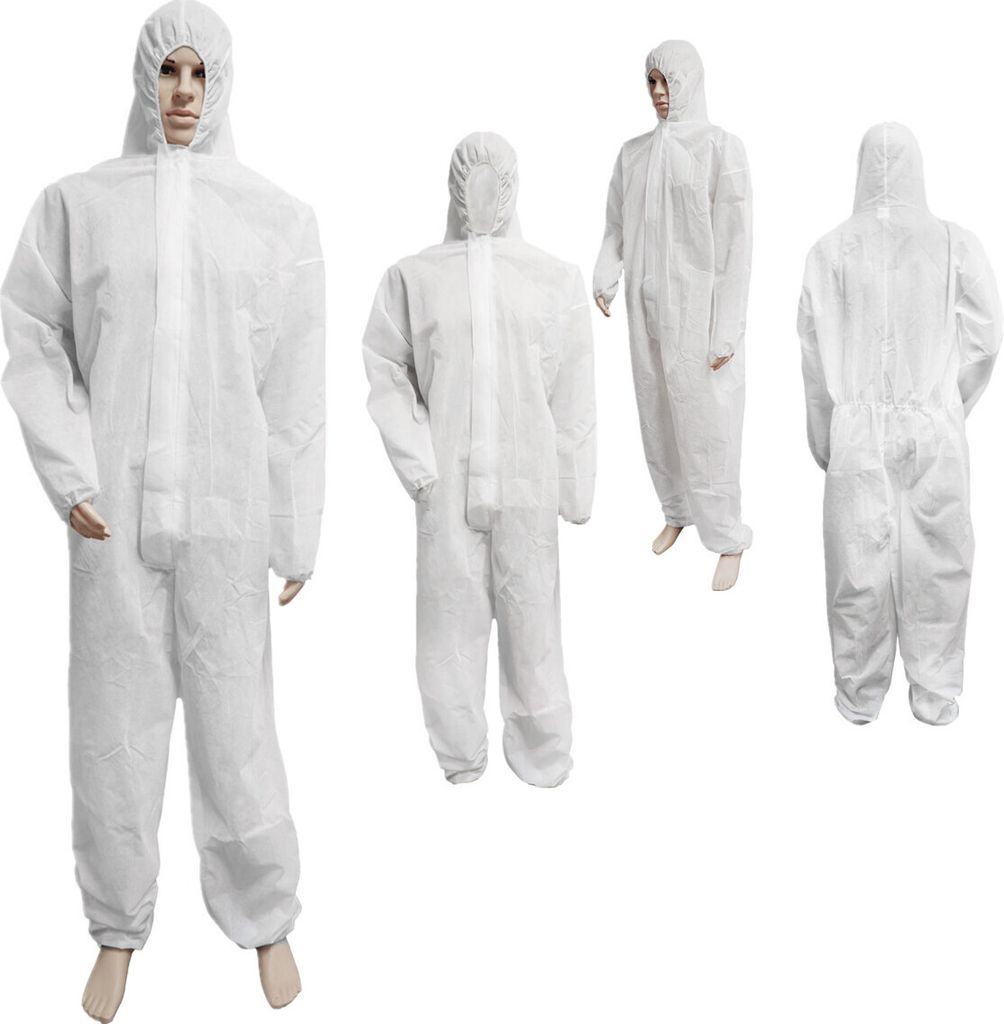 Bohrfux - 50 Stück Maleranzug PP Einweganzug Overall mit Kapuze ( Größe XXL ) Schutzanzug 40g/m Weiss Polypropylen Einwegoverall Rundumschutz