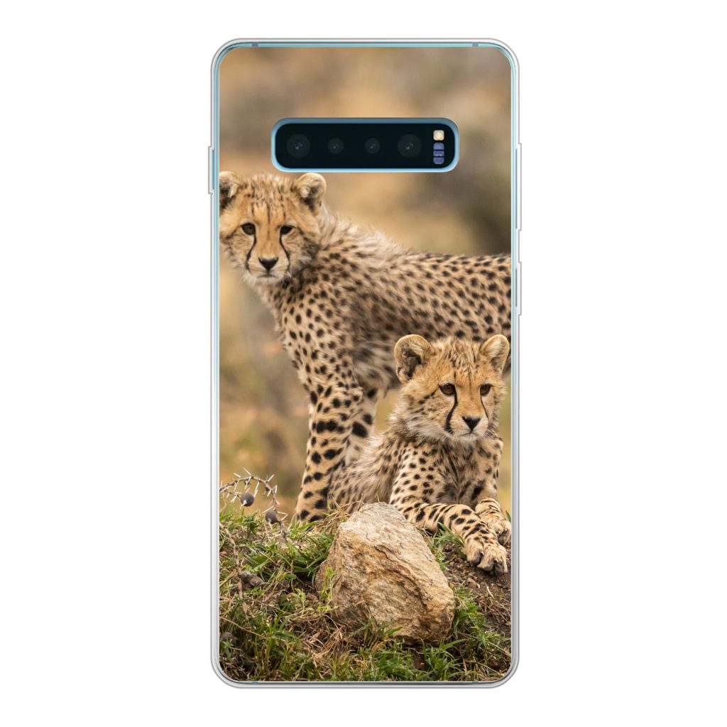 MuchoWow Handyhülle Schutzhülle Hülle für Samsung Galaxy S10 Lite Leopard - Jungtier - Natur Silikon Softcase Handy Hülle - Schutz