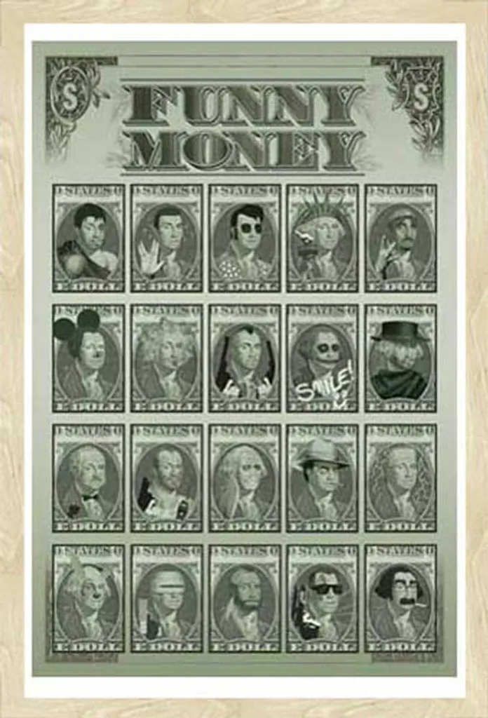 Décoration Murale Bureau Funny Money avec Cadre Chêne Shinsuke® Interchange