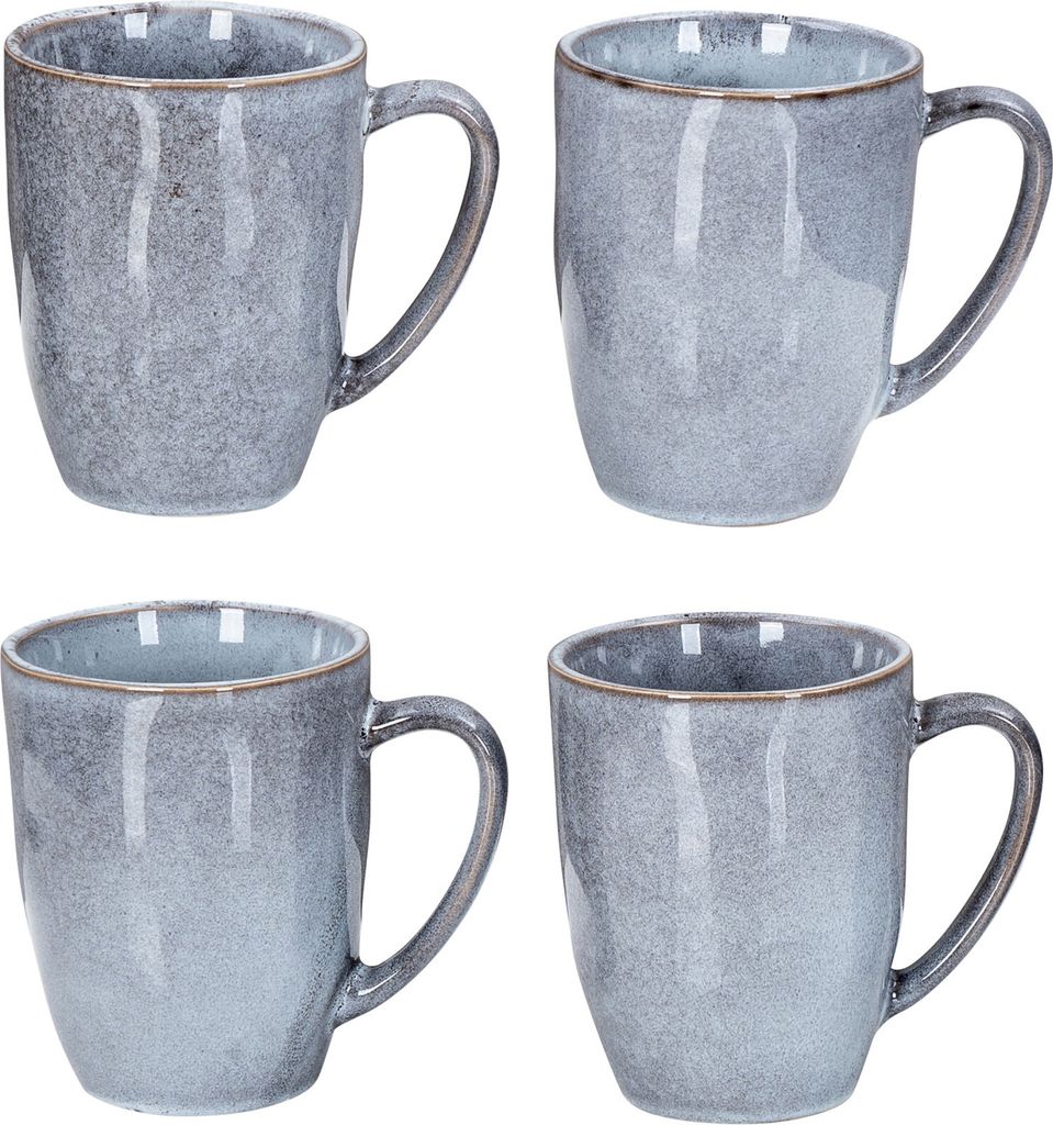 Steingut Becher 4er Set 300ml Tasse Grau Kaffeetasse Modern Produktbild 