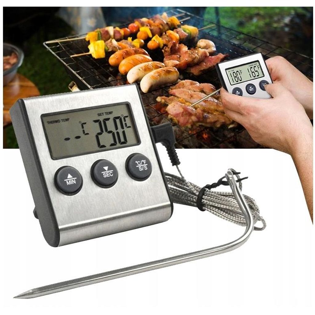 Elektronisches digitales LCD-Back-Küchenthermometer mit Sonde und Timer