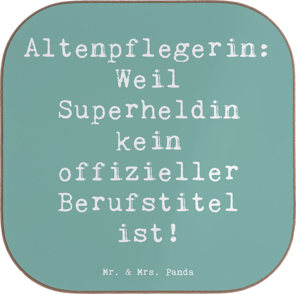 Mr. & Mrs. Panda Untersetzer für Gläser Spruch Altenpflegerin Superheld - Meeresbrise - Geschenk, gläseruntersetzer, soziale Berufe, Fürsorge, ...