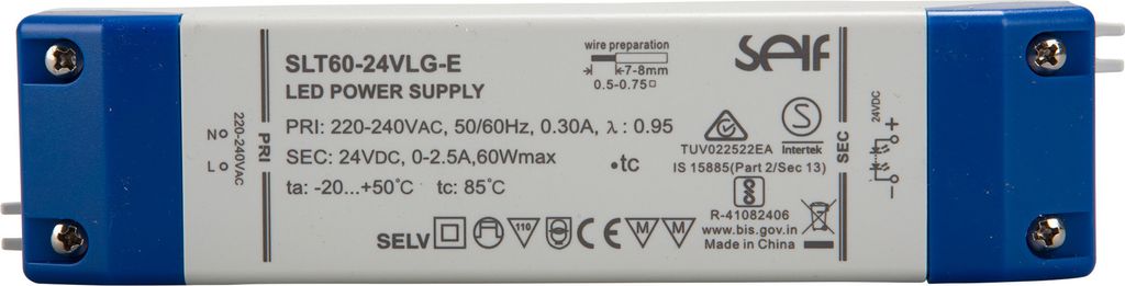 Self Electronics SLT60-24VLG-E 24.0 V/DC/0-2.5 A 60 W IP20
