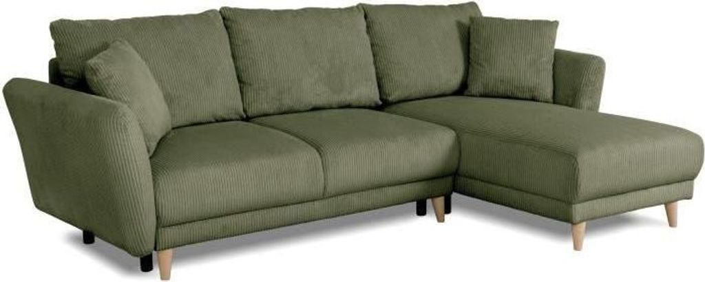Wendbares Ecksofa - 3 bis 4 Sitzer - CLAUDIUS - Stoff Lincoln Khaki - Stauraum