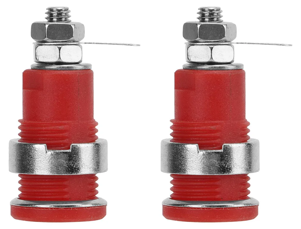 Connecteur fiche banane 4 mm métal rouge pour cordons de mesure - 50 pcs