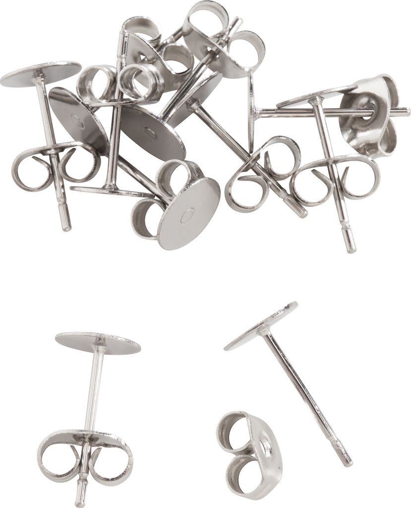 Ohrstecker Edelstahl, 6 mm Platte, 10 Stück