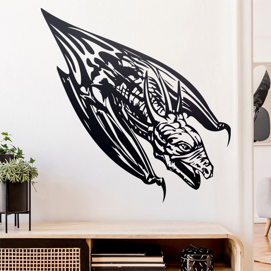 Drachen Flug Wandtattoo in 6 Größen - Wandaufkleber Wall Sticker - Dekoration, Küche, Wohnzimmer, Schlafzimmer, Badezimmer