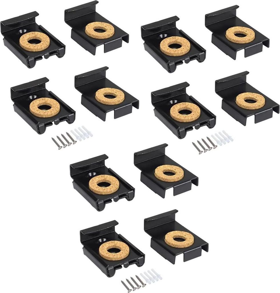 12er Set - Spiegelaufhängung Clips Set mit Dübel und Schrauben | 12x Spiegelklammern SCHWARZ - Spiegelhalterung - Spiegelbefestigung Wandmontage ...