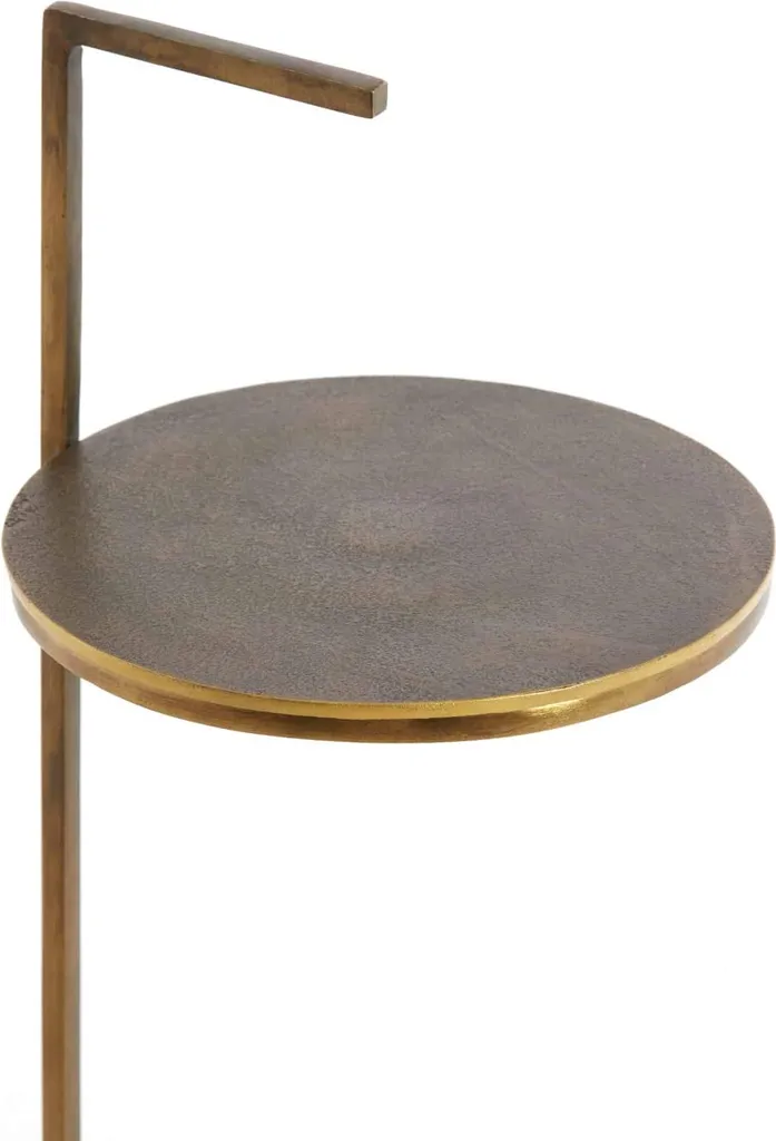 Table de bout de canapé LEDA travertin et bronze - Support déco 76 cm - 3