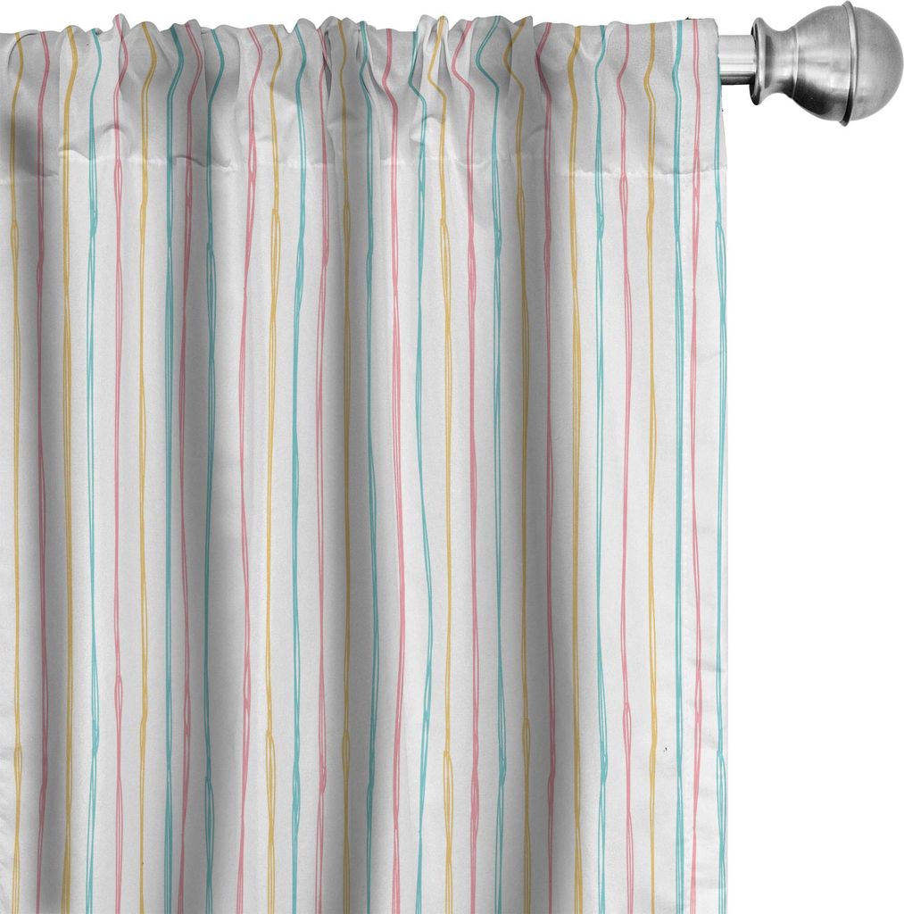 ABAKUHAUS Nadelstreifen Vorhänge, Gardinen, Triple-Buntstift Stripes wiederholendes Muster, 2 Stück 75 x 225 cm, Coral Erde Gelb