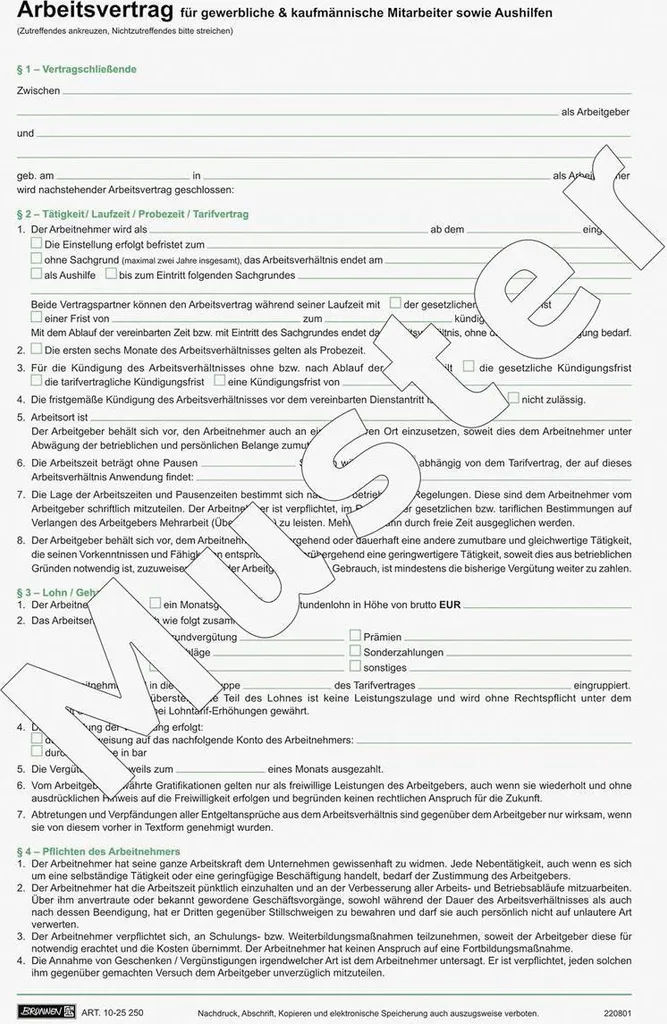 Lot de 10 Contrats de Travail pour Salariés de Commerce BRUNNEN 1025250