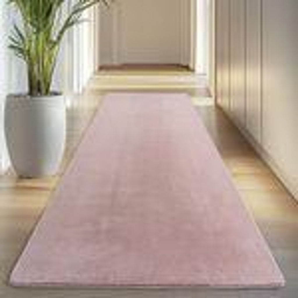 Carpettex Teppich Kurzflor, Einfarbig, Waschbar, Rutschfest, Für Wohnzimmer, Schlafzimmer,Kinderzimmer, Größe: 80 x 250 cm, Farbe: Rosa