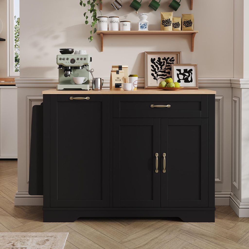Sideboard 115 cm, 3 Türen, 1 Schublade, ausziehbare Regale, Produktbild 
