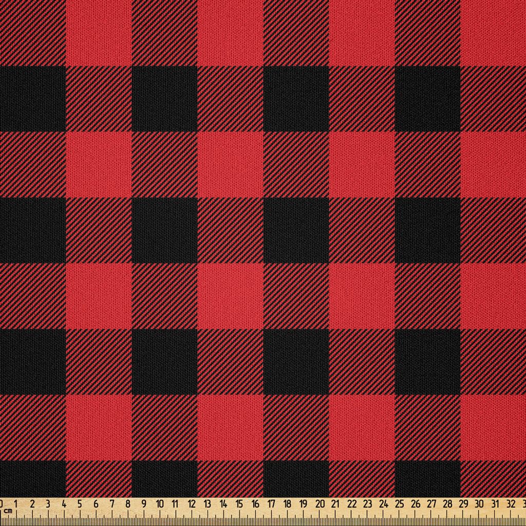 ABAKUHAUS Plaid Microfaser Stoff als Meterware , Holzfäller-Mode Buffalo Style Checks Muster Retro-Stil mit Raster-Zusammensetzung, 3 M (230 x 300...