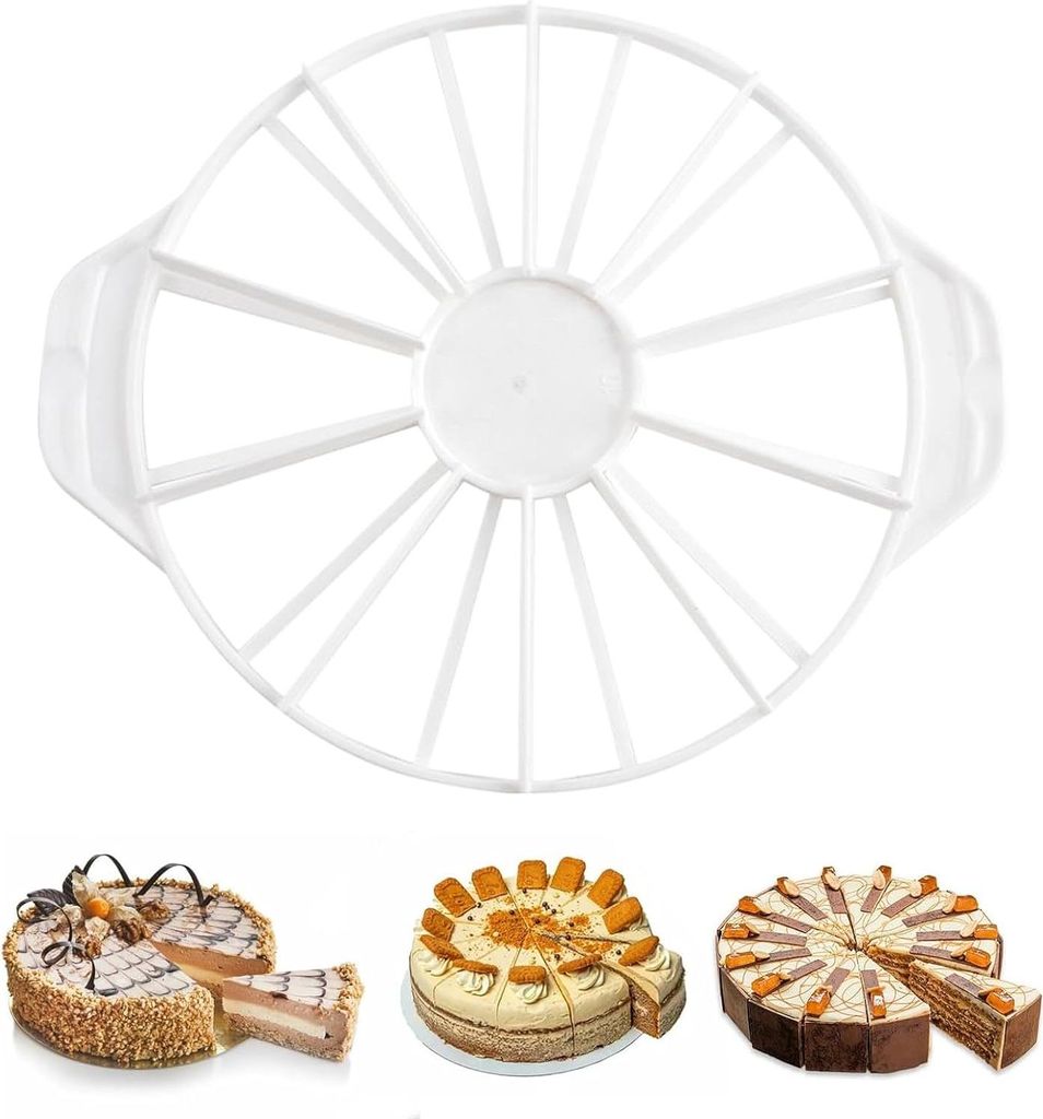 Tortenteiler 10/12 Kuchenteiler Tortenschneider mit Griff, Doppelseitiger Rund Kunststoff Tortenstücke Zum Schneiden von Gleichen, Wiederverwendba...