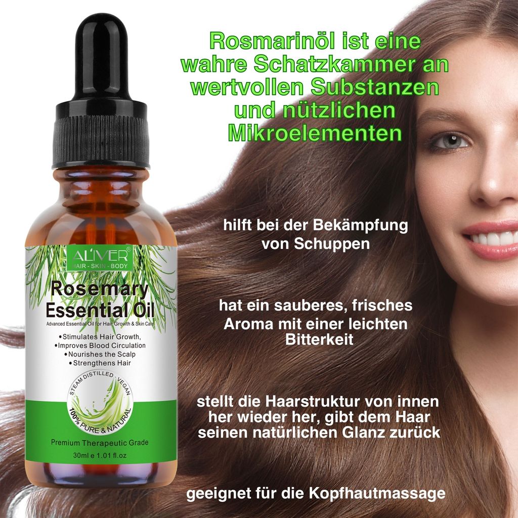 Rosmarinöl Für Haare – 2x 60 Ml, ätherisches Öl Fördert Haarwachstum & Pflegt Kopfhaut, Auch Für Wimpern