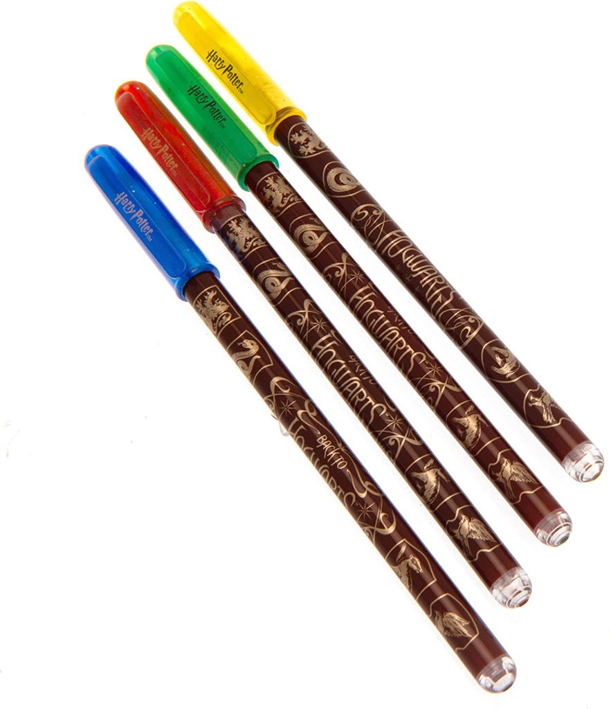 Harry Potter - Gel-Stift, Hogwarts Häuser Set 4er-Pack TA10797 (Einheitsgröße) (Blau/Rot/Grün/Gelb)
