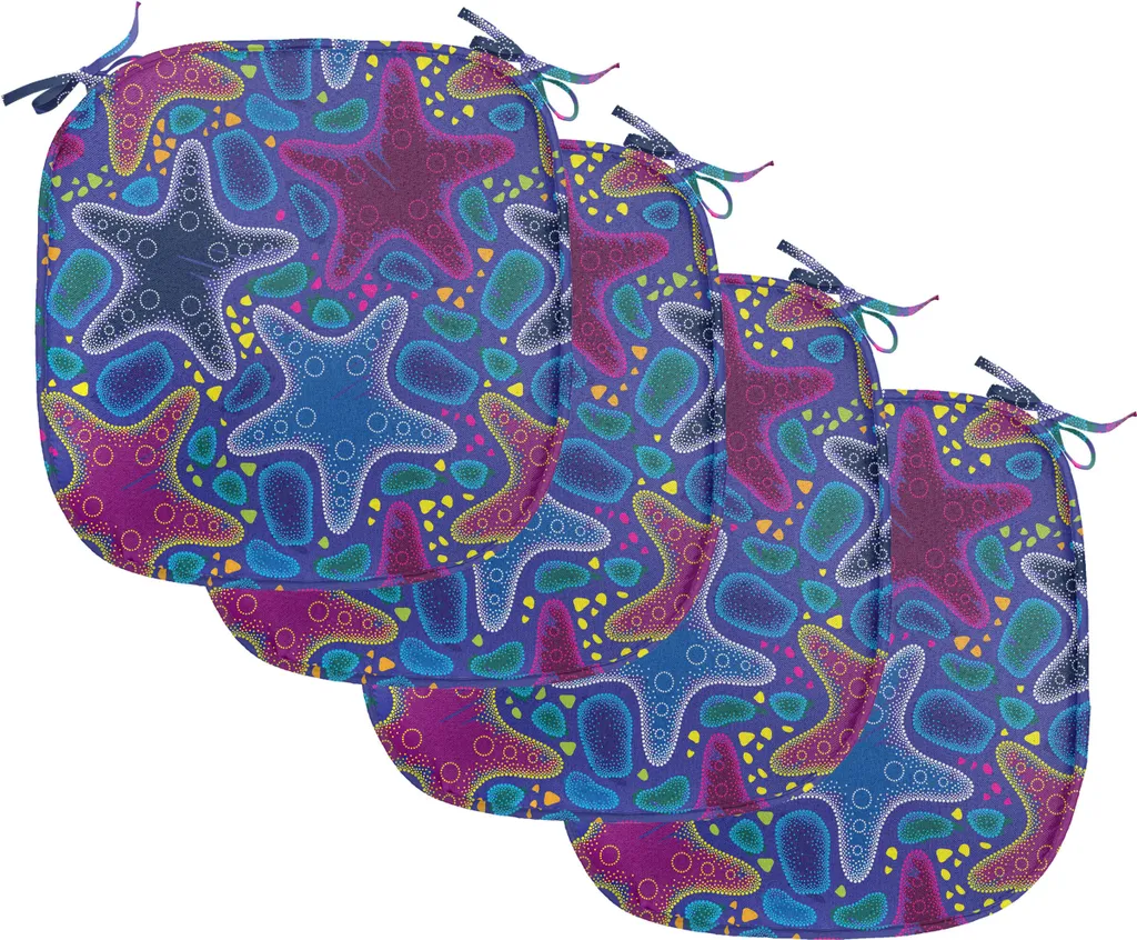 Lot de 4 Galettes de Chaise ABAKUHAUS 40x40 cm Étoile de Mer Psychédélique
