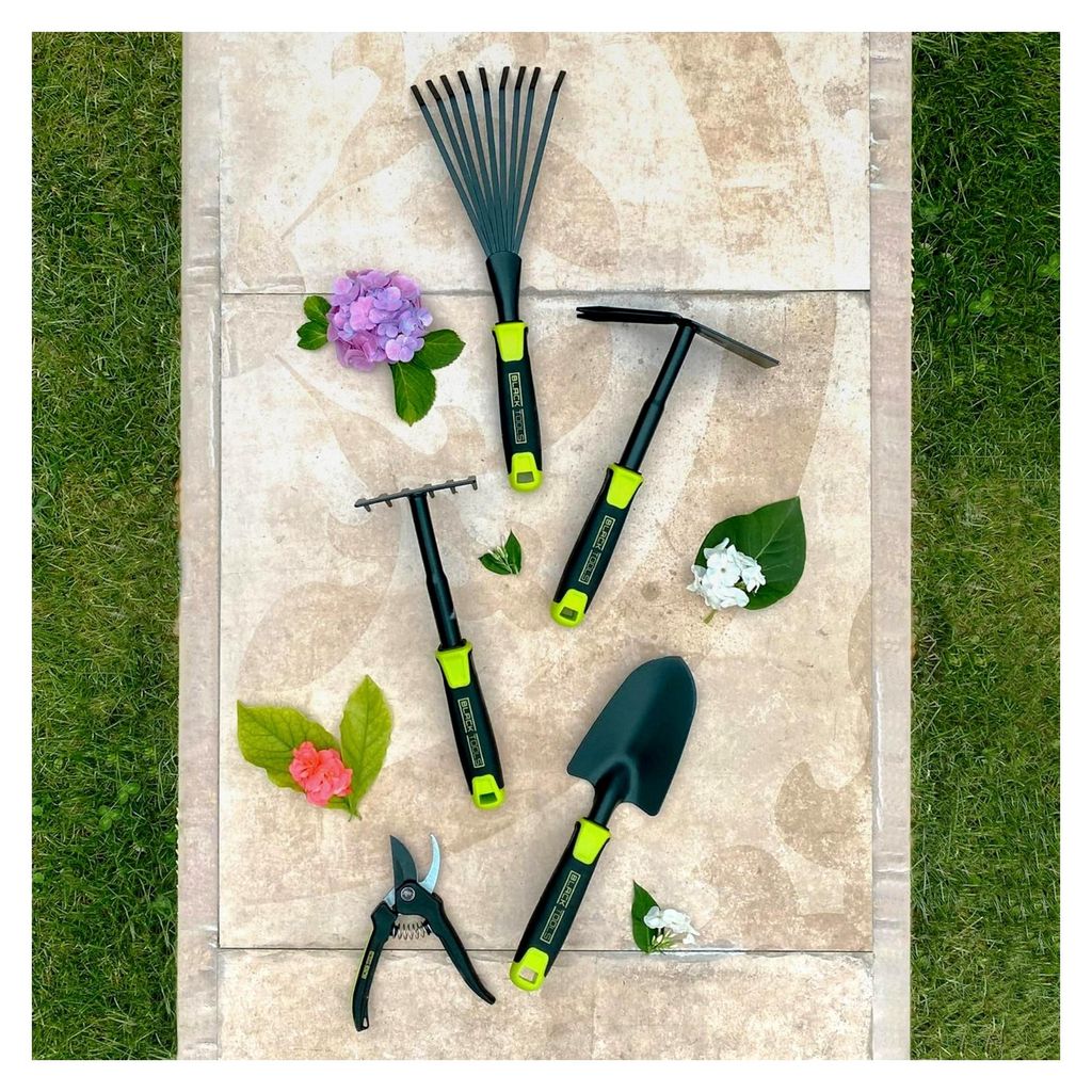 Handrechen für den Garten | Zum Reinigen und Auflockern | Rutschfester Griff | Korrosionsgeschützt | Länge 30 cm | Für Garten, Kübel, Balkonk...