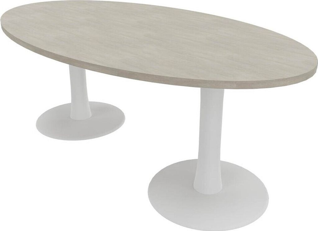 Quadrifoglio Konferenztisch Idea+ beton oval, Säulenfuß weiß, 200,0 x 110,0 x 74,0 cm