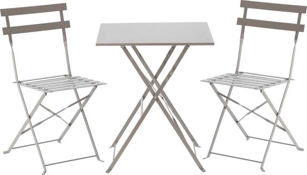 Salon de jardin DALINDA gris : ensemble repas extérieur 4 personnes
