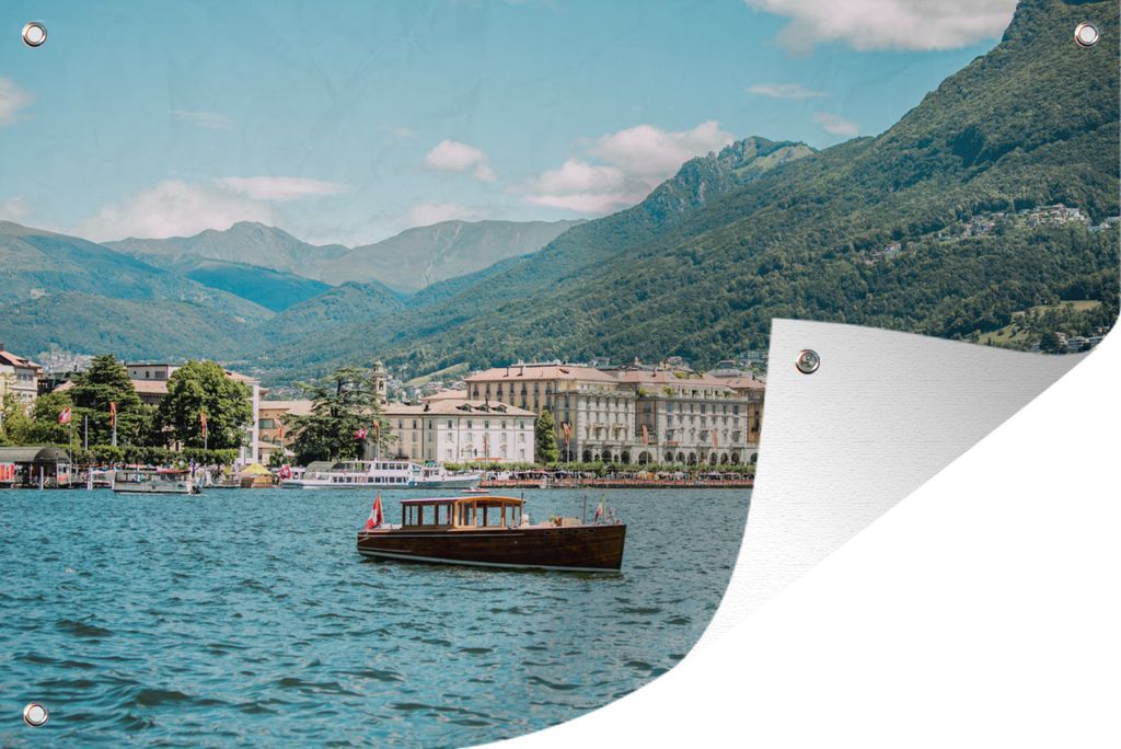 MuchoWow 60x40 cm Outdoor-Poster Gartendeko Sichtschutz Garten Poster für den Garten Boot - Comer See - Italien