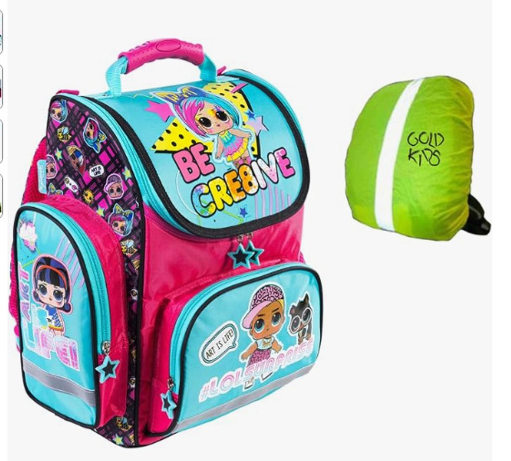 Rucksack Schulrucksack Kinderrucksack 1. Klasse Grundschule Schule Ranzen LOL Motiv inkl Regenschutz