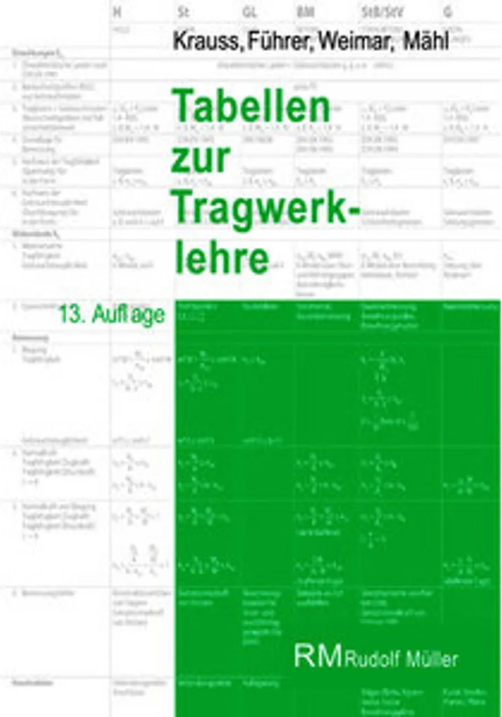 Tabellen zur Tragwerklehre : Tableaux de calcul statique de précision