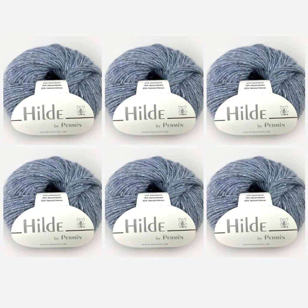 Fil tweed Hilde Permin bleu clair : Lot de 16 pelotes alpaga/viscose 50g