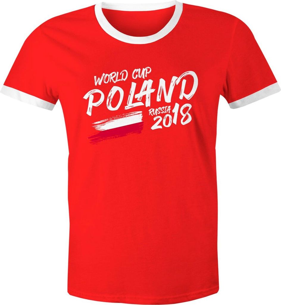 Herren WM-Shirt Polen Poland Polska Fan-Shirt WM Fußball Weltmeisterschaft 2018 World Cup Moonworks rot-weiß XXL